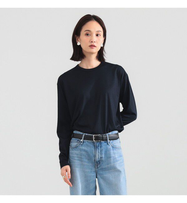 Demi-Luxe BEAMS 「【別注】SLOANE / ウール クルーネック ロングスリーブ」|Tシャツ・カットソー|NAVY