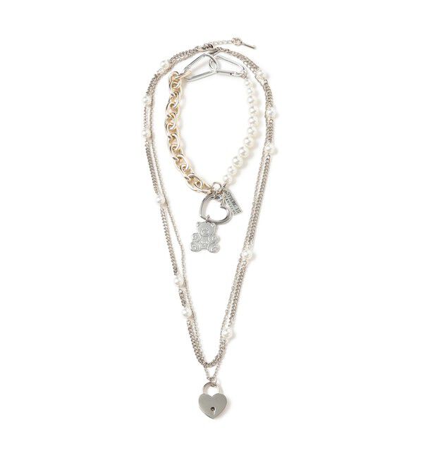 Ray BEAMS 「guriguri / パール ミックス 3連 ネックレス」|ネックレス|SILVER