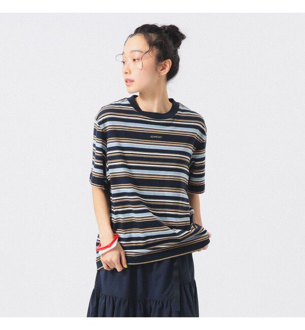BEAMSBOY「エンブロイダリー マルチボーダー ショートスリーブ Tシャツ」|Tシャツ・カットソー|