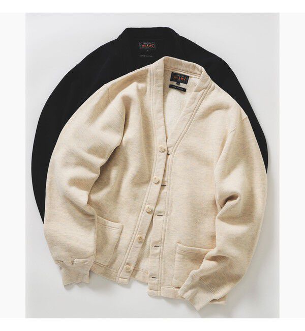 BEAMS PLUS「レイズドバック スウェット Vネック カーディガン」|スウェット・ジャージ|