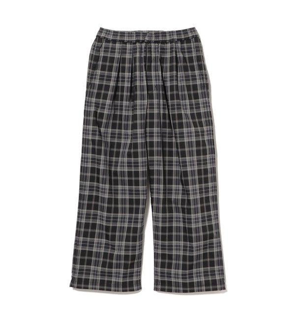 BEAMS「チェック ワイド イージーパンツ【ワイドストレートフィット】」|チノ|BLACK_CHK
