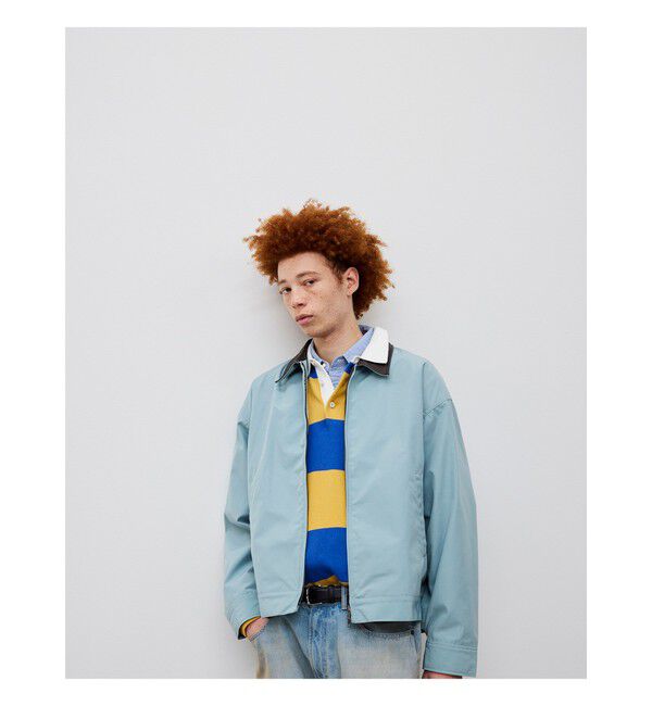 BEAMS「シンセティックレザーカラー ジャケット」|ブルゾン・スタジャン|SAX