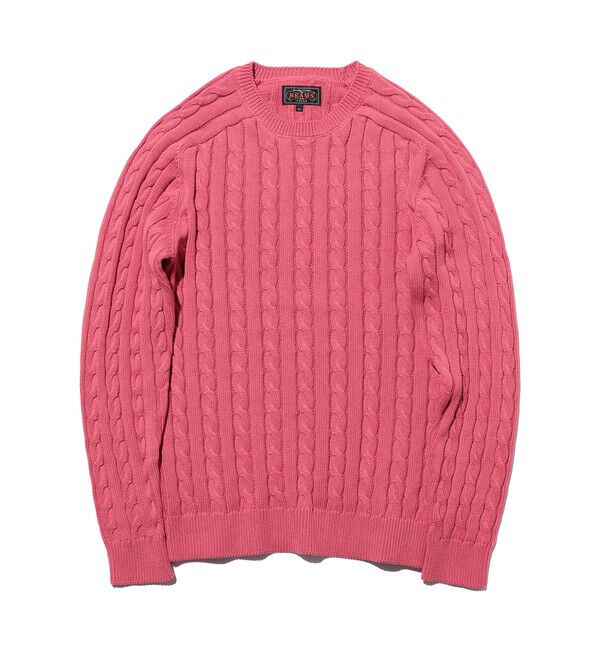 BEAMS PLUS「Crew Cable」|ニット・セーター|RED