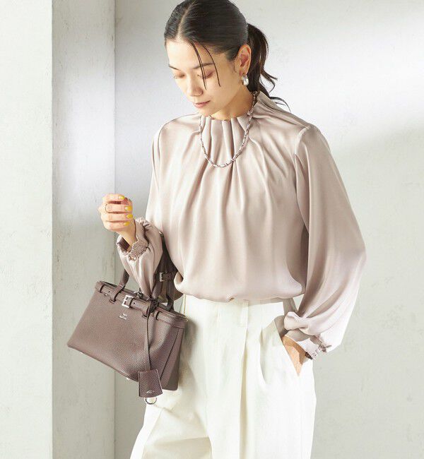 SHIPS for women「【一部WEB限定】〈手洗い可能〉ヴィンテージ サテン ネック ギャザー ブラウス」|シャツ・ブラウス|