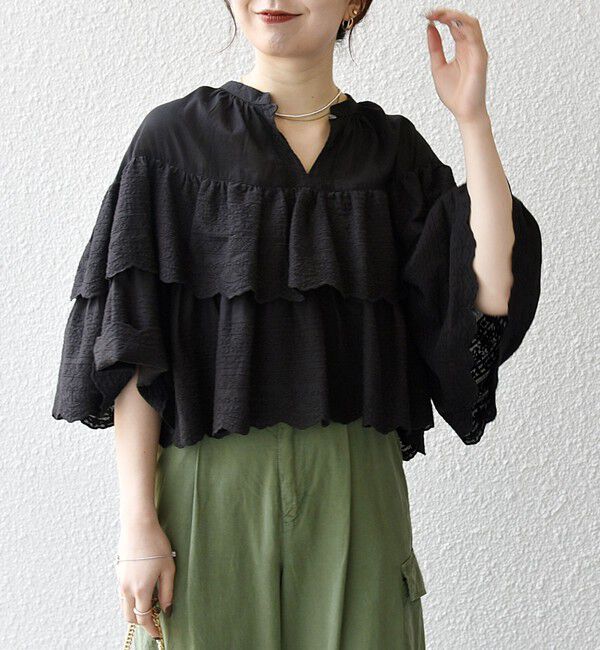 SHIPS any「bon_meur:〈洗濯機可能〉レース ティアード ボリューム ブラウス」|シャツ・ブラウス|