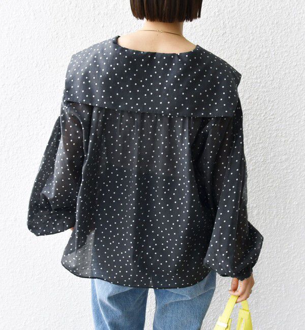 SHIPS for women「【WEB限定】〈手洗い可能〉ドット / レオパード プリント シアー ブラウス」|シャツ・ブラウス|