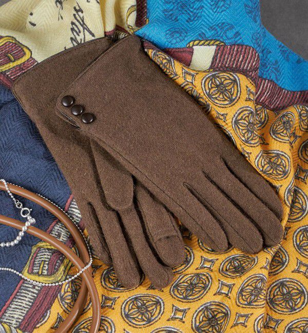 SHIPS for women「カシミヤ ミックス ジャージ グローブ」|手袋|ブラウン系