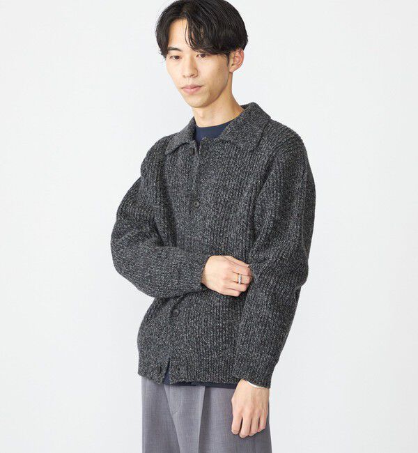 SHIPS「SHIPS: SOLOTEX(R) 畔編み ポロ ニット カーディガン」|カーディガン|