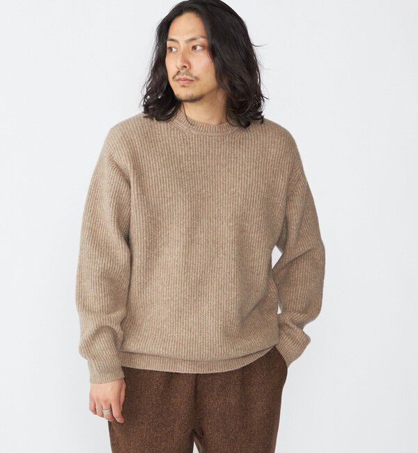 SHIPS「SHIPS:〈手洗い可能〉7ゲージ ブラッシュド コットン クルーネック プルオーバー ニット」|ニット・セーター|