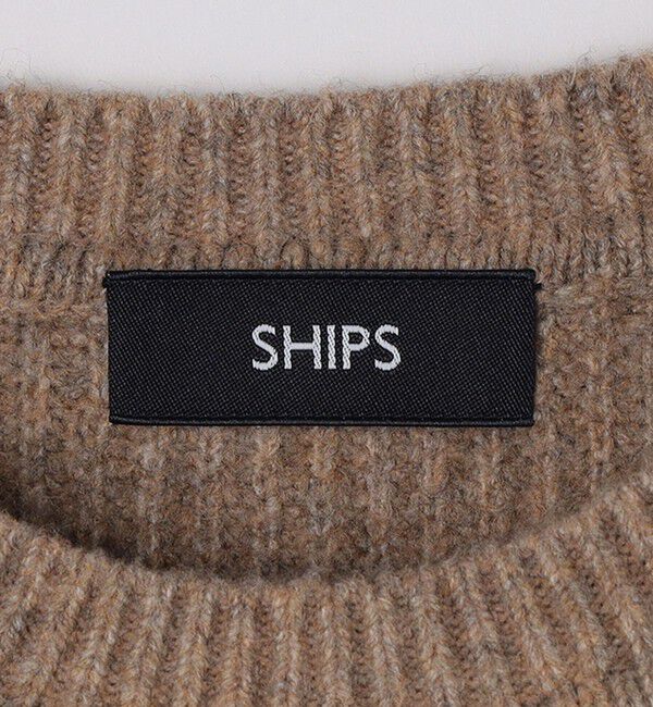SHIPS「SHIPS:〈手洗い可能〉7ゲージ ブラッシュド コットン クルーネック プルオーバー ニット」|ニット・セーター|