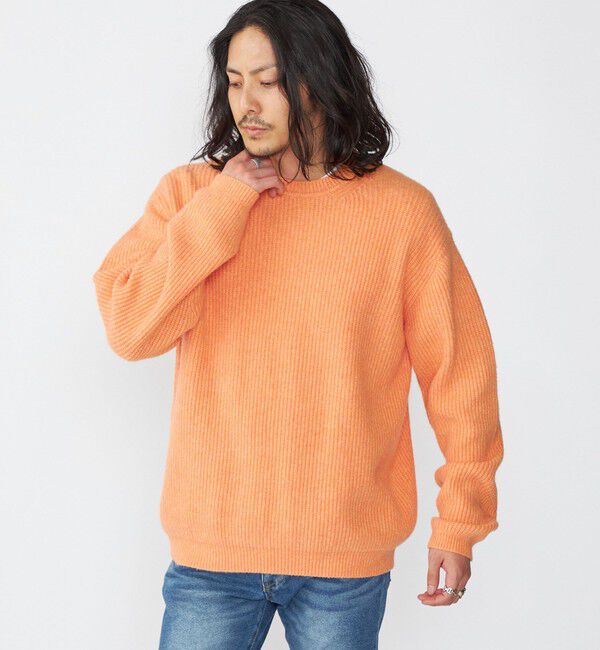 SHIPS「SHIPS:〈手洗い可能〉7ゲージ ブラッシュド コットン クルーネック プルオーバー ニット」|ニット・セーター|