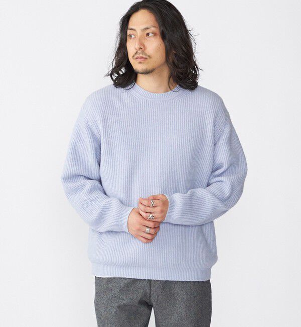 SHIPS「SHIPS:〈手洗い可能〉7ゲージ ブラッシュド コットン クルーネック プルオーバー ニット」|ニット・セーター|