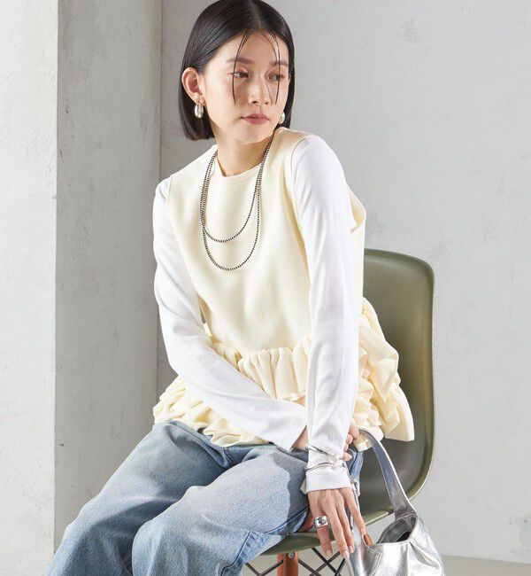 SHIPS for women「〈手洗い可能〉ペプラム フリル 2WAY ベスト」|ベスト・ジレ|