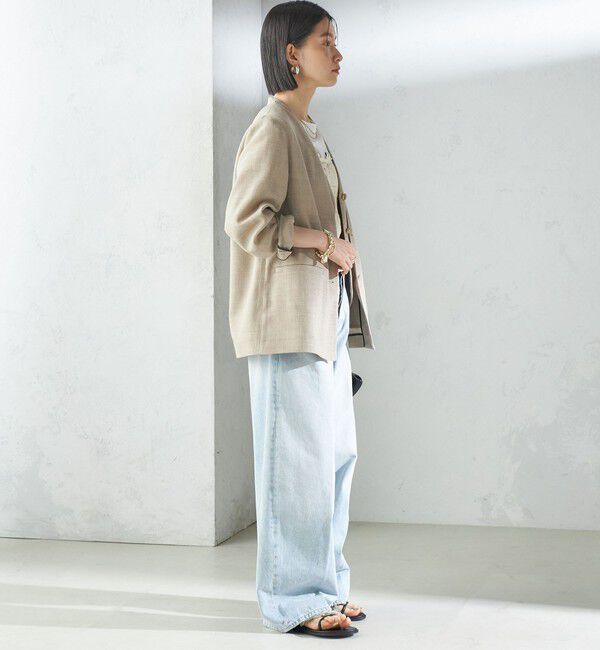 SHIPS for women「〈手洗い可能〉Asami 麻調合繊 カラーレス ジャケット」|ノーカラージャケット|