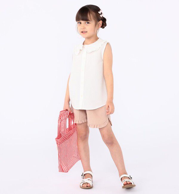 SHIPS KIDS「SHIPS KIDS:100～130cm / フリルカラー ノースリーブ ブラウス」|シャツ・ブラウス|