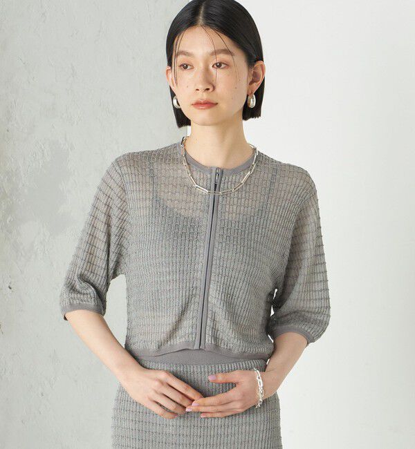 SHIPS for women「Wai＋:ジャカード シアー ジップ カーディガン」|カーディガン|