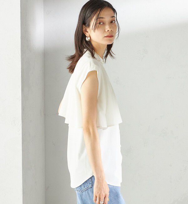 SHIPS for women「〈手洗い可能〉シアー トリコット フレア ヨーク ノースリーブ ブラウス」|シャツ・ブラウス|