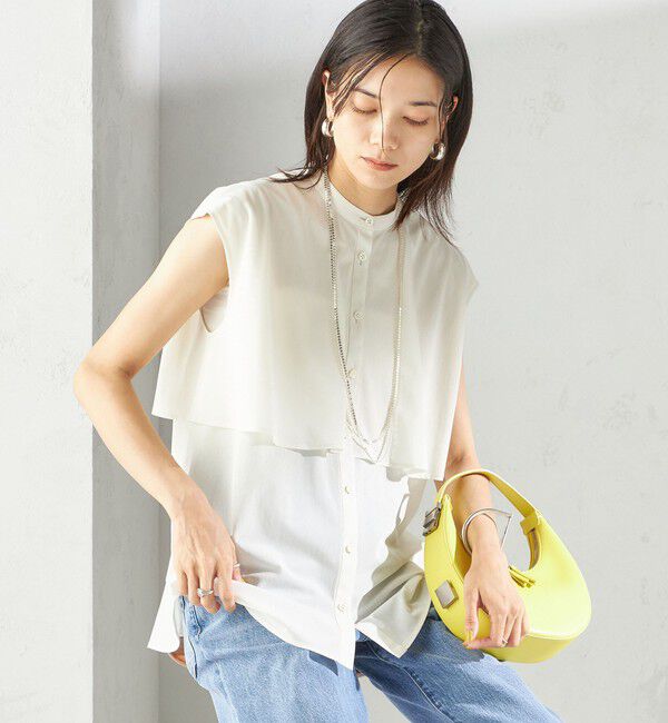 SHIPS for women「〈手洗い可能〉シアー トリコット フレア ヨーク ノースリーブ ブラウス」|シャツ・ブラウス|