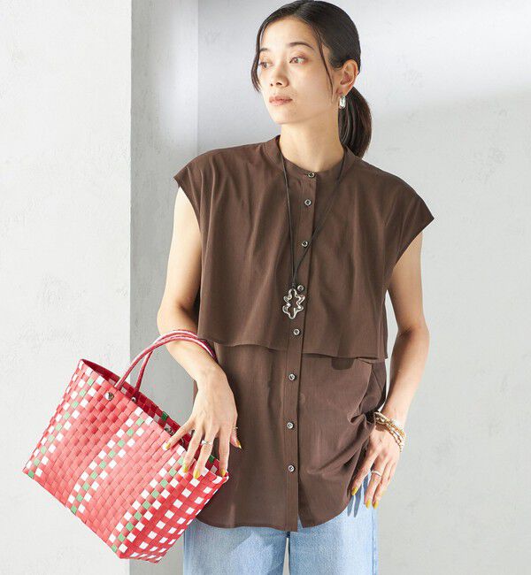 SHIPS for women「〈手洗い可能〉シアー トリコット フレア ヨーク ノースリーブ ブラウス」|シャツ・ブラウス|