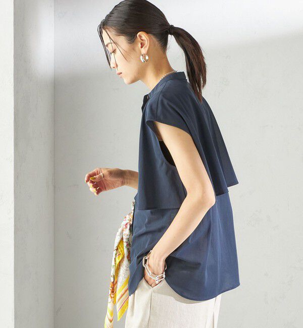 SHIPS for women「〈手洗い可能〉シアー トリコット フレア ヨーク ノースリーブ ブラウス」|シャツ・ブラウス|