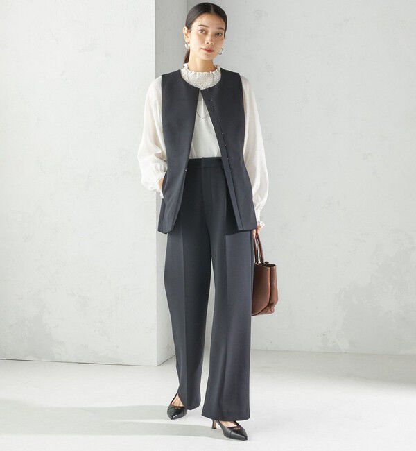 SHIPS for women「〈洗濯機可能 / セレモニー対応可〉ポリエステル レーヨン ダンボール ストレート パンツ」|その他|