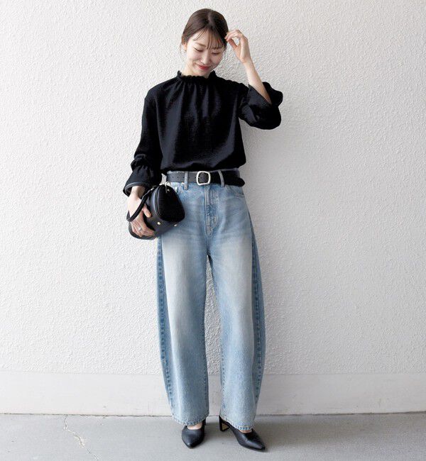 SHIPS any「SHIPS any:〈洗濯機可能〉シアー ジャージー スタンド フリル カット ブラウス」|シャツ・ブラウス|