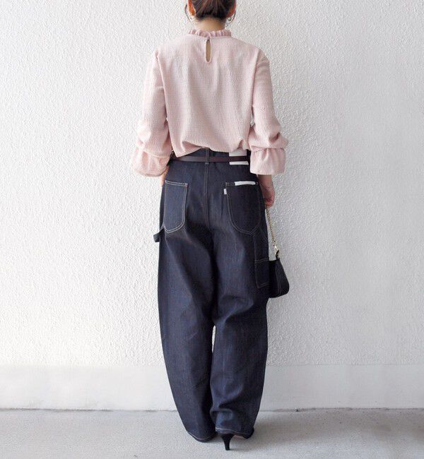 SHIPS any「SHIPS any:〈洗濯機可能〉シアー ジャージー スタンド フリル カット ブラウス」|シャツ・ブラウス|