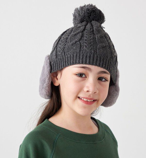 SHIPS any「SHIPS any: ポンポン イヤーマフ ニット キャップ<KIDS>◇」|ニット帽|
