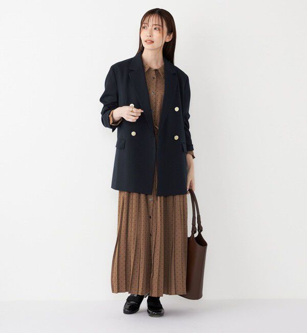 SHIPS Colors 「SHIPS Colors:〈手洗い可能〉ドット プリント プリーツ シャツ ワンピース」|ワンピース|