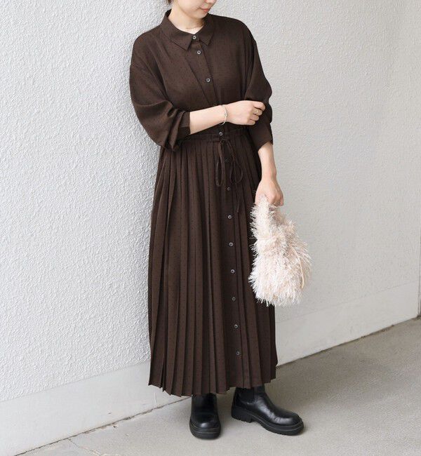 SHIPS Colors 「SHIPS Colors:〈手洗い可能〉ドット プリント プリーツ シャツ ワンピース」|ワンピース|