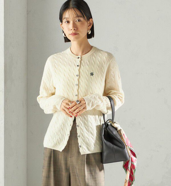 SHIPS for women「カシミヤ 細 ケーブル クルーネック カーディガン」|カーディガン|