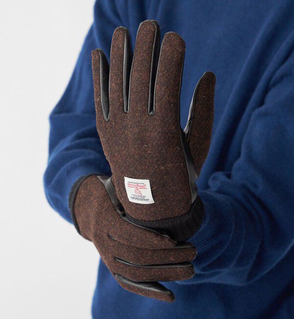SHIPS「SHIPS:〈タッチパネル対応〉HARRIS TWEED レザー コンビ グローブ」|手袋|