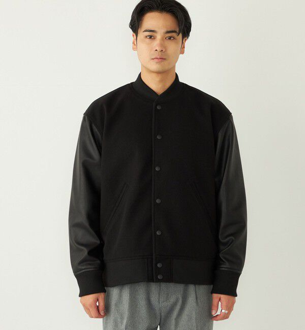 SHIPS Colors 「SHIPS Colors:ウール ミックス スタジアム ブルゾン ブラック」|ブルゾン・スタジャン|