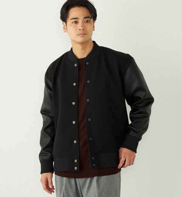 SHIPS Colors 「SHIPS Colors:ウール ミックス スタジアム ブルゾン ブラック」|ブルゾン・スタジャン|