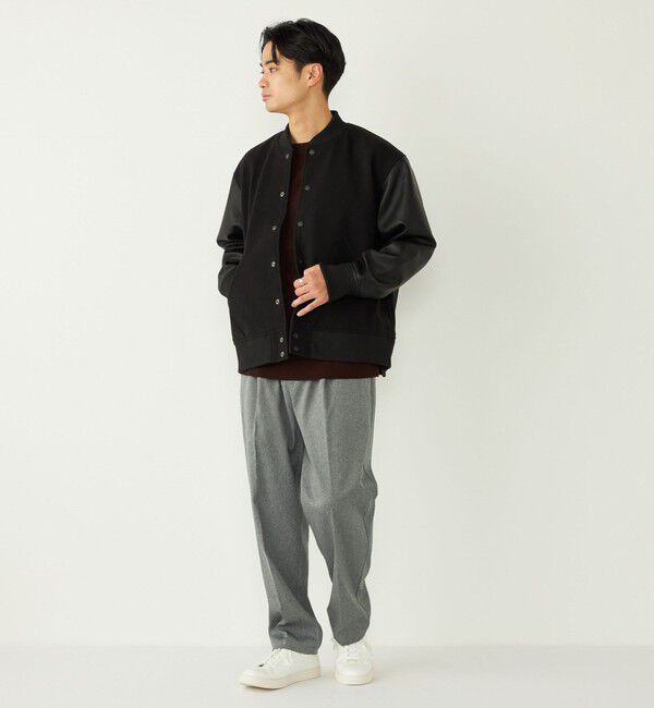 SHIPS Colors 「SHIPS Colors:ウール ミックス スタジアム ブルゾン ブラック」|ブルゾン・スタジャン|