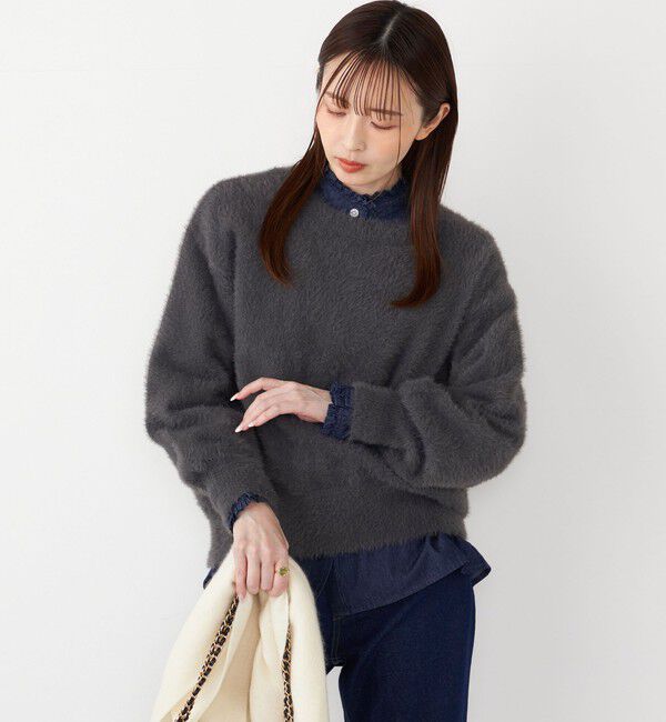 SHIPS Colors 「SHIPS Colors:〈手洗い可能〉シャギー クルーネック ニット」|ニット・セーター|ダークグレー