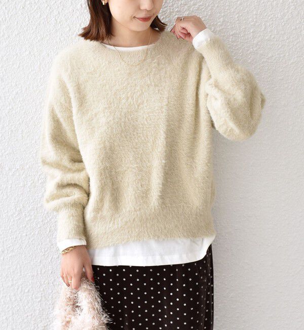 SHIPS Colors 「SHIPS Colors:〈手洗い可能〉シャギー クルーネック ニット」|ニット・セーター|ベージュ