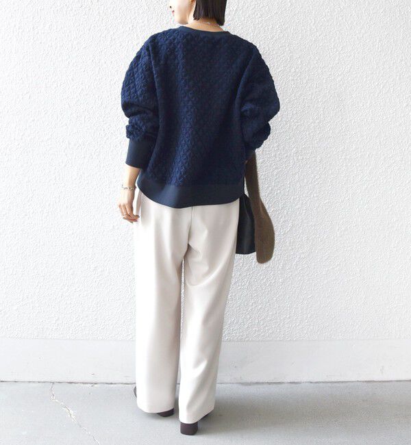 SHIPS for women「【WEB限定】〈手洗い可能〉キルティング ジャカード キーネック プルオーバー」|Tシャツ・カットソー|