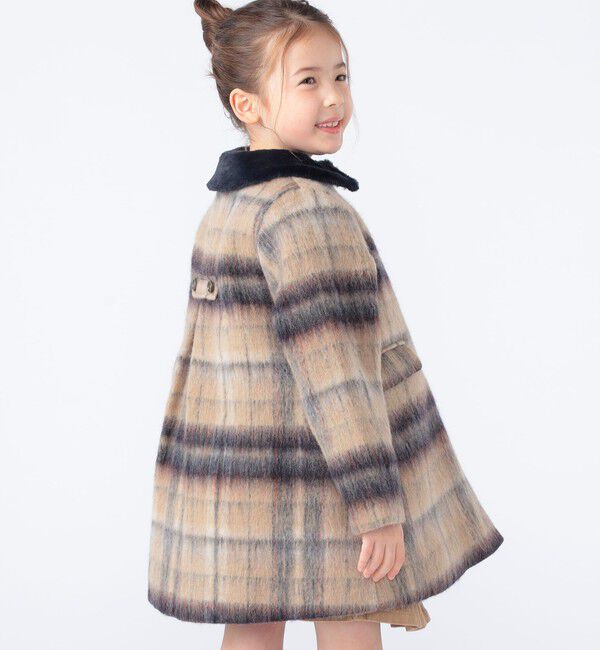 SHIPS KIDS「SHIPS KIDS:100～130cm/シャギー チェック コート」|ダッフルコート|