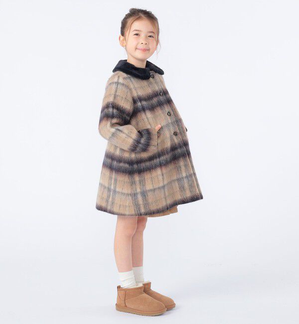 SHIPS KIDS「SHIPS KIDS:100～130cm/シャギー チェック コート」|ダッフルコート|