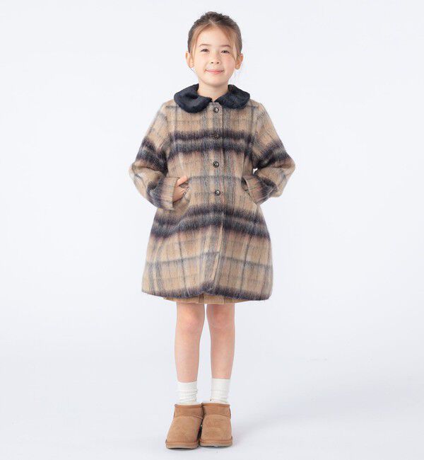 SHIPS KIDS「SHIPS KIDS:100～130cm/シャギー チェック コート」|ダッフルコート|