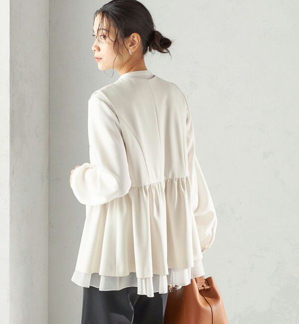 SHIPS for women「ダブル クロス レイヤード ペプラム ジレ（セレモニー対応可）」|ベスト・ジレ|