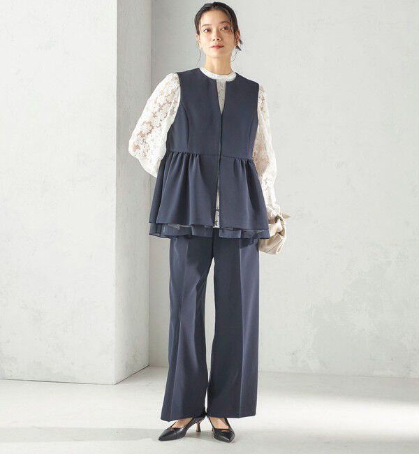 SHIPS for women「ダブル クロス レイヤード ペプラム ジレ（セレモニー対応可）」|ベスト・ジレ|