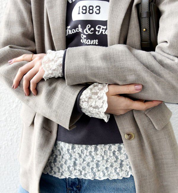 SHIPS for women「〈手洗い可能〉ラッセル レース ヘンリー ネック 2WAY プルオーバー」|Tシャツ・カットソー|