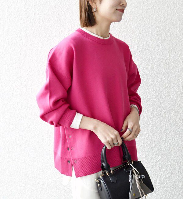 SHIPS any「SHIPS any:〈手洗い可能〉サイドスリット クルーネック ルーズ プルオーバー」|ニット・セーター|