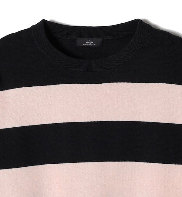 SHIPS for women「SHIPS Primary Navy Label:ガス コットン ワイド ボーダー クルーネック」|ニット・セーター|