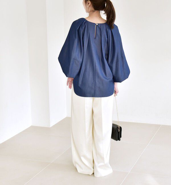 quaranciel「quaranciel:〈洗濯機可能〉ツイル スキッパー ボリュームスリーブ ブラウス」|シャツ・ブラウス|