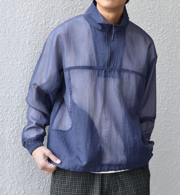 SHIPS any「SHIPS any:〈洗濯機可能〉シアー メッシュ ハーフジップ トラック ブルゾン◇」|ブルゾン・スタジャン|ネイビー