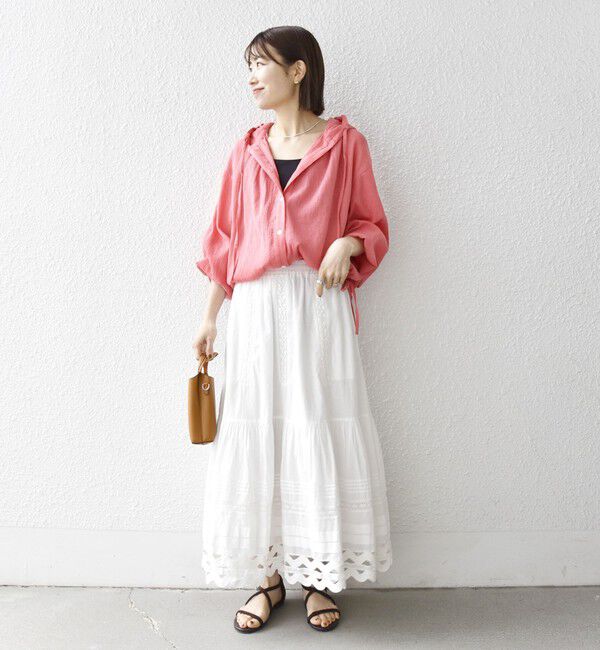 SHIPS any「《予約》SHIPS any:〈洗濯機可能〉楊柳 シアー ドロスト フード ブラウス」|シャツ・ブラウス|