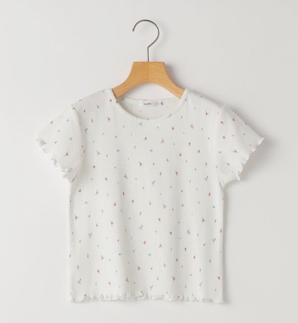 SHIPS KIDS「SHIPS KIDS:100～130cm /フラワー テキスタイル リブTシャツ」|Tシャツ・カットソー|オフホワイト